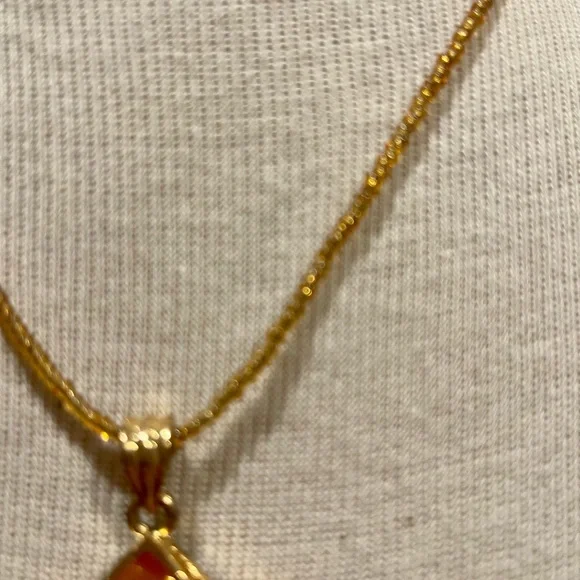 Teardrop Pendant with Yellow Stone in 20” Beaded Necklace - Picture 6 of 6